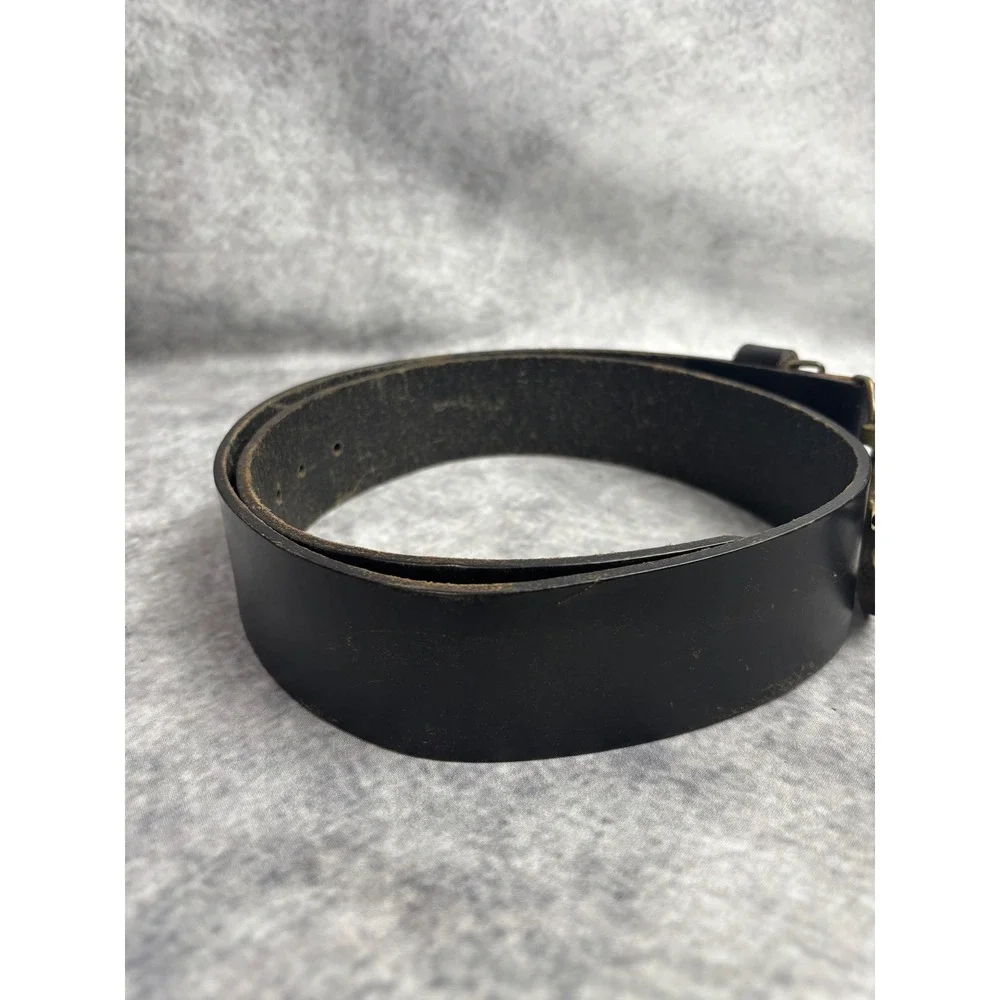 Vintage Deputy U.S. Marshall Star Belt Buckle w/ Cowhide‎ Leather Belt 34/36